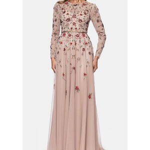 New, Xscape Evenings Women's Beaded Long Sleeve Chiffon Gown multi Sz 10 #LD192